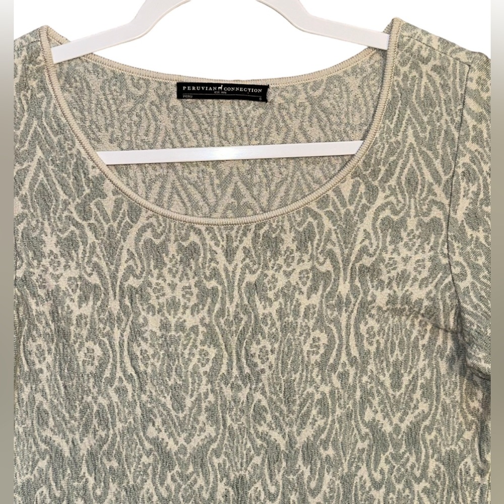 Peruvian Connection‎ Quarter Sleeve Midi Dress 100% Pima Cotton Floral Sz Small - Picture 2 of 6